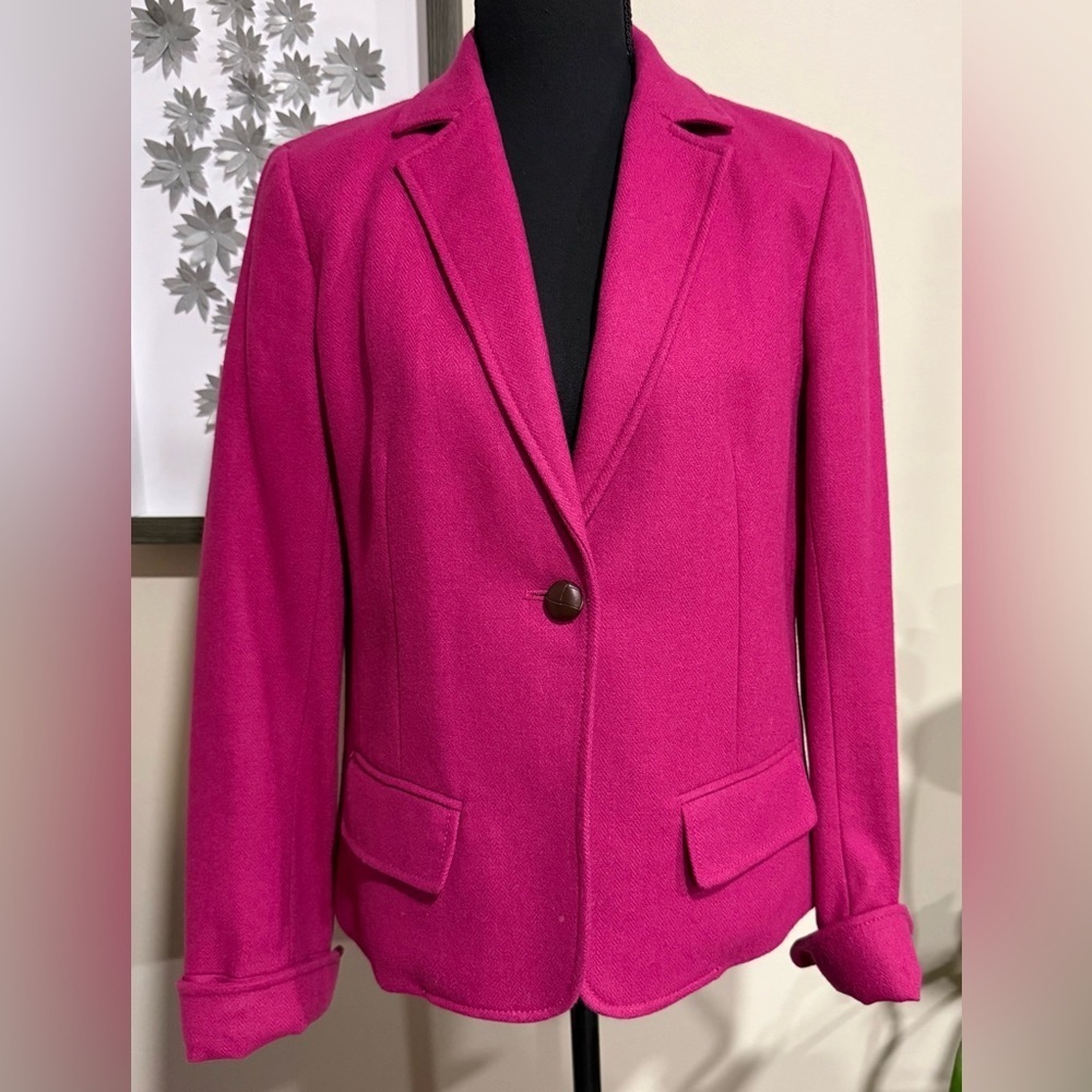 J. Crew Fuchsia Single-Button Wool Blend Blazer